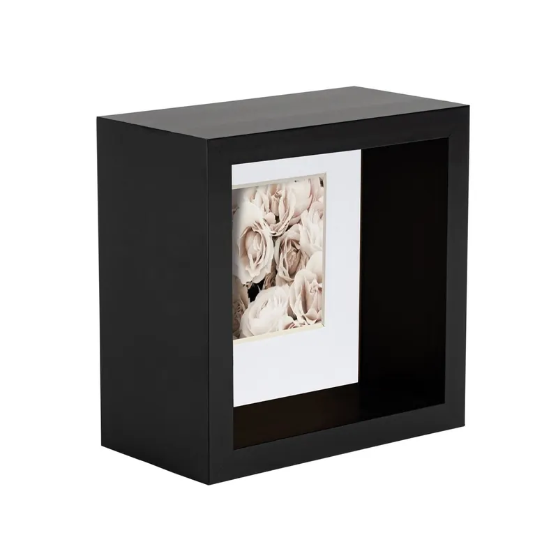 3D Deep Box Photo Frame - 4 x 4" with 2 x 2" Mount - White Mount