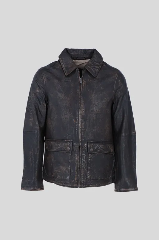 'Bronx' Genuine Leather Regular Fit Jacket with Hidden Zip - Ashwood Leather