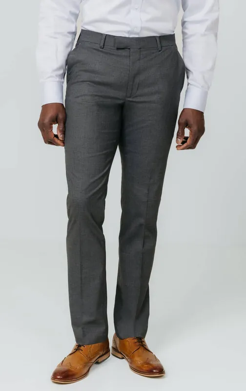 Grey Slim Fit Suit Trousers - Dobell