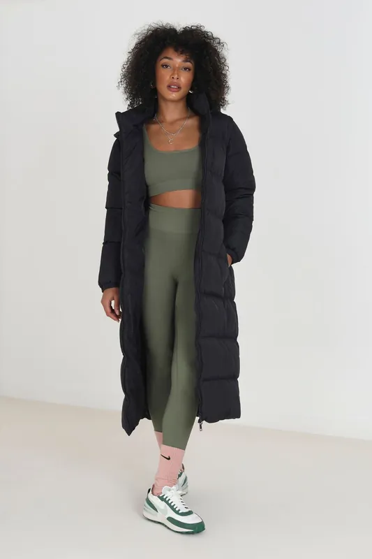 Maxi Hooded Puffer Jacket with Detachable Sleeves - Brave Soul