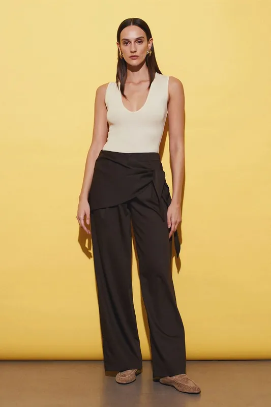 High-Waist Wide-Leg Crepe Trousers