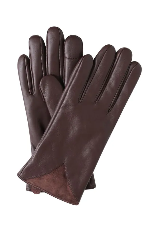 Brown Leather Glove with Suede Detail - Barneys Originals