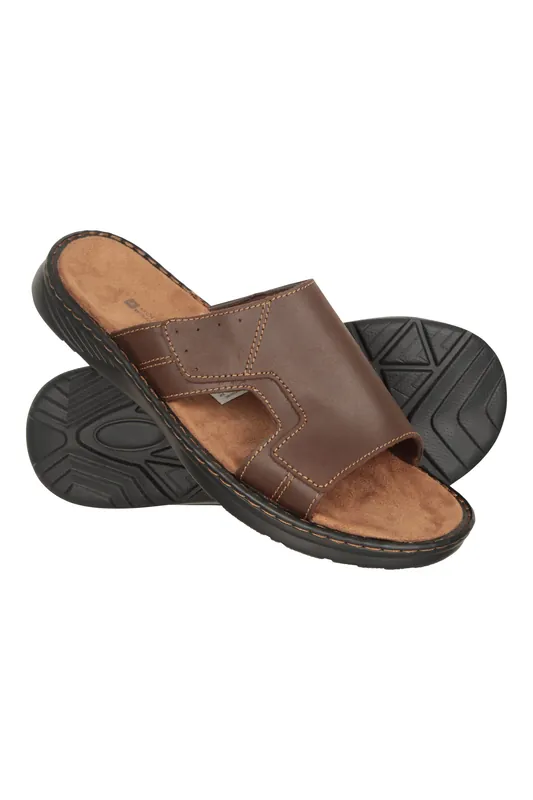 Casual Beach Pool Comfort Slip on Leather Sandal - Mountain Warehouse