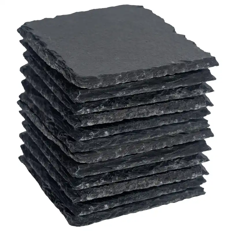 10cm Square Slate Coasters - Set of 12 Natural Stone Drinks Coasters