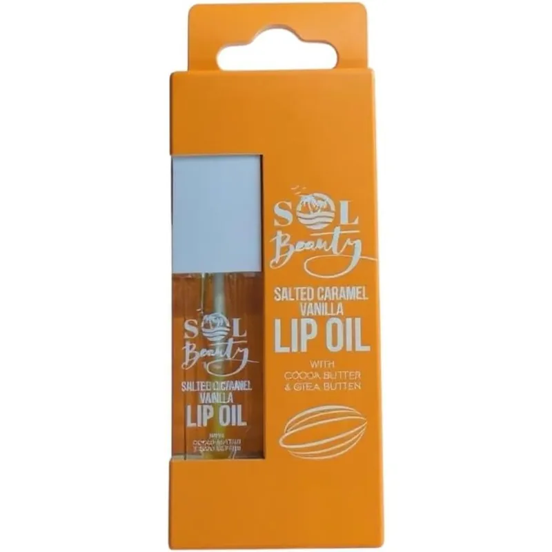 Salted Caramel Vanilla Lip Oil Cocoa Butter Shea Hydrate Soften 3g - SOL Beauty