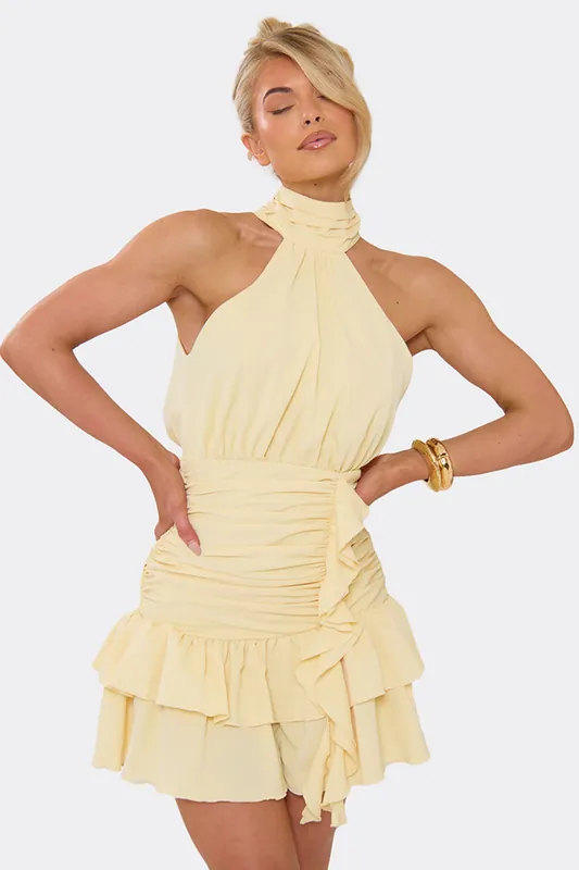 Sleeveless Frill Trim Mini Dress - EGO