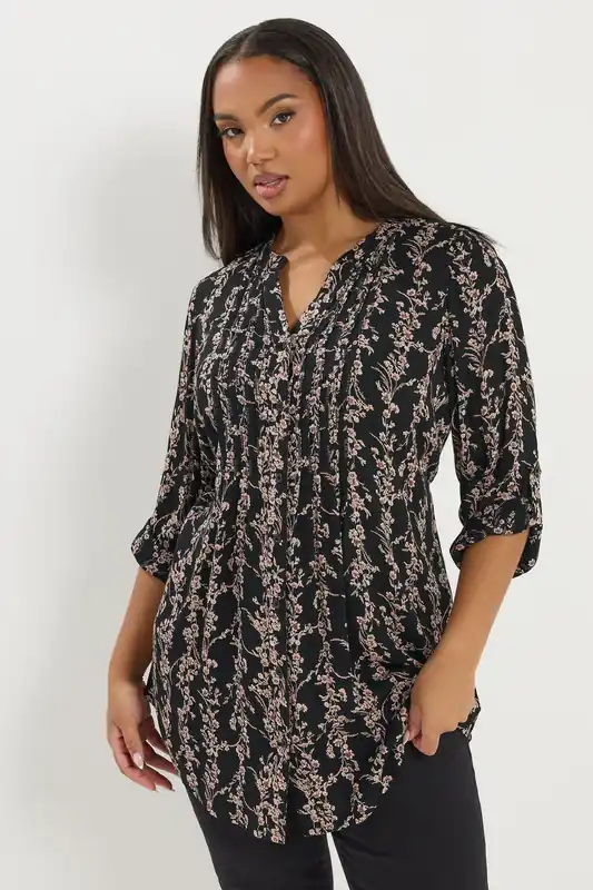 Sequin Floral Pintuck Blouse - Yours