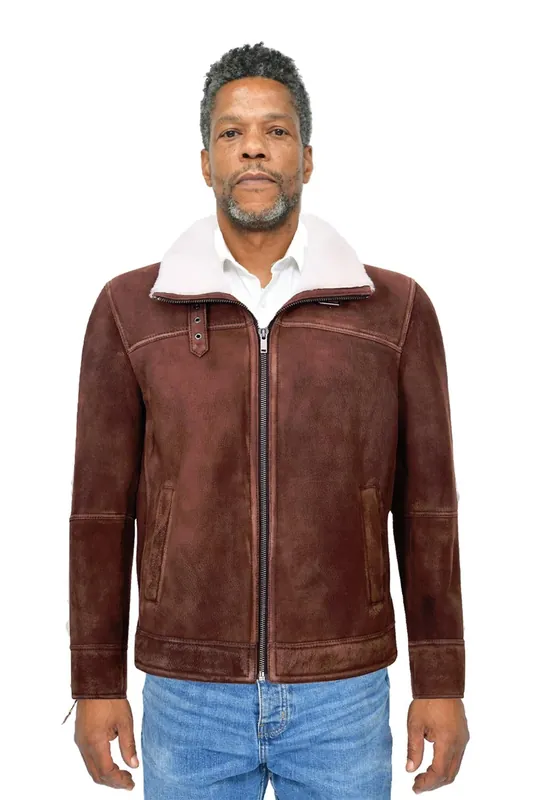 Sheepskin Leather Harrington Bomber Jacket-Helston