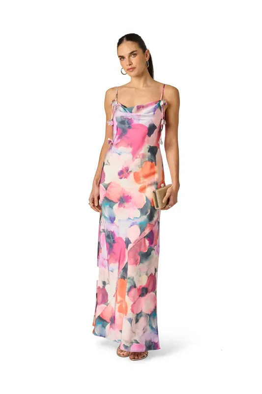 Printed Sateen Long Dress - Adrianna Papell