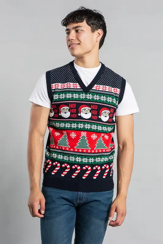 Christmas V Neck Jacquard Knitted Vest - Tokyo Laundry