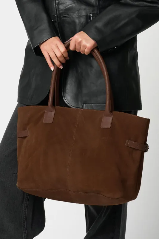 Brown Real Suede Tote Bag - Barneys Originals