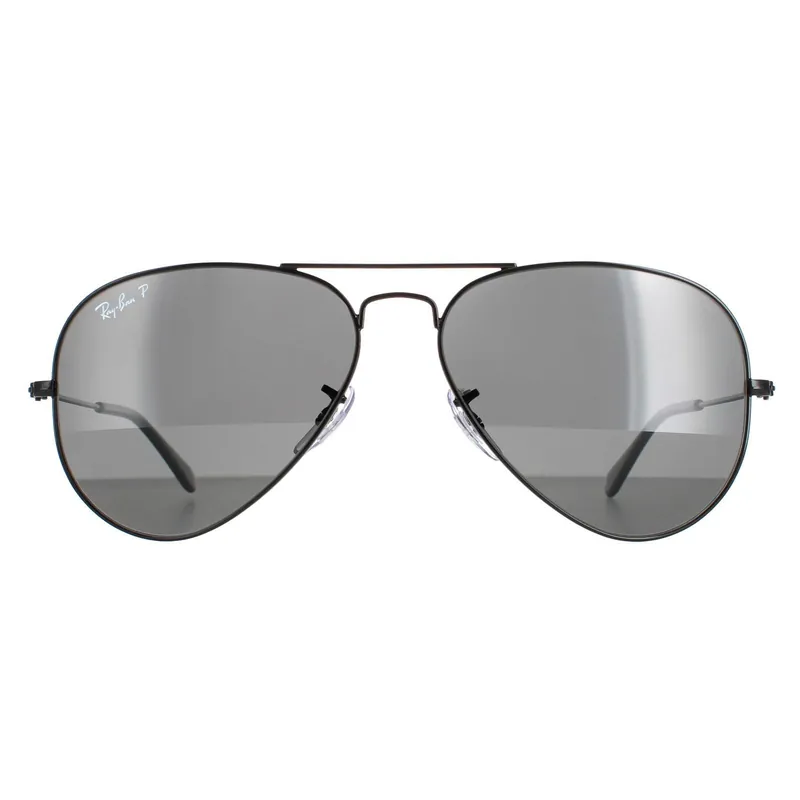 Aviator Polished Black Black Polarized Aviator 3025 - Ray-Ban