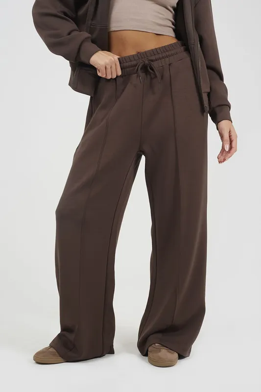 Wide Leg Scuba Joggers With Seam Detail - Brave Soul