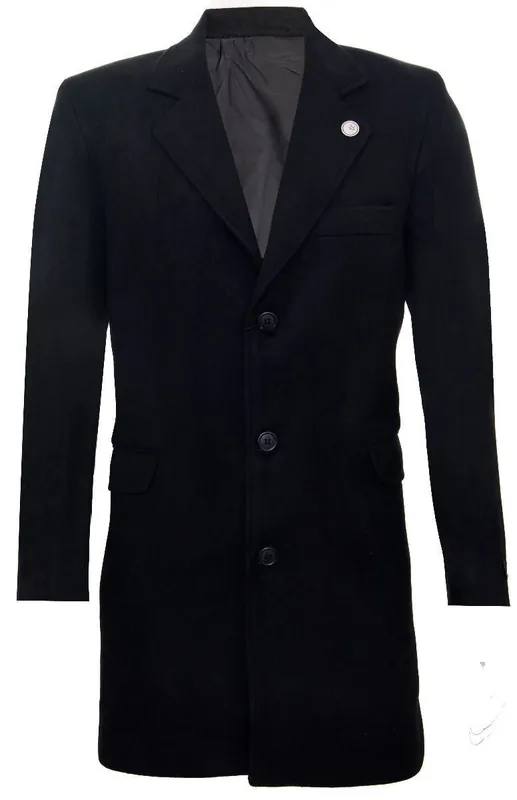 Long Wool Slim Fit Overcoat - Infinity Leather