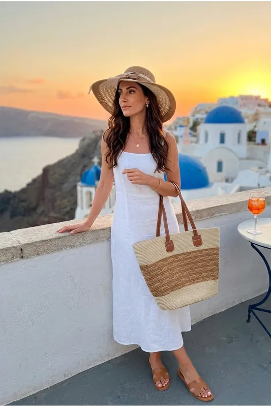 Mia Woven Straw Tote & Sun Hat Set - IKRUSH