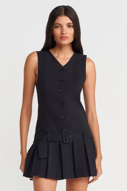 Fitted Belted Mini Dress - Dilvin