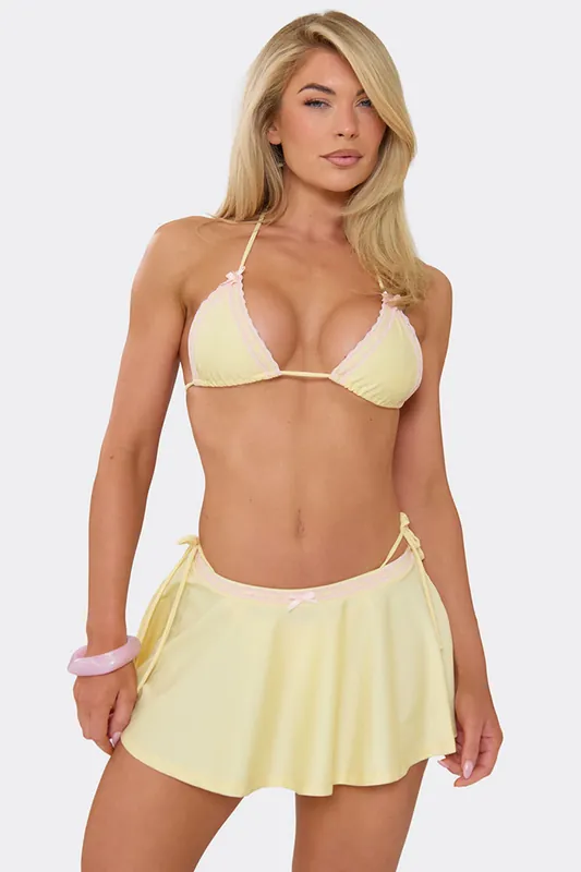 Lace Trim Contrast Mini Skirt - EGO