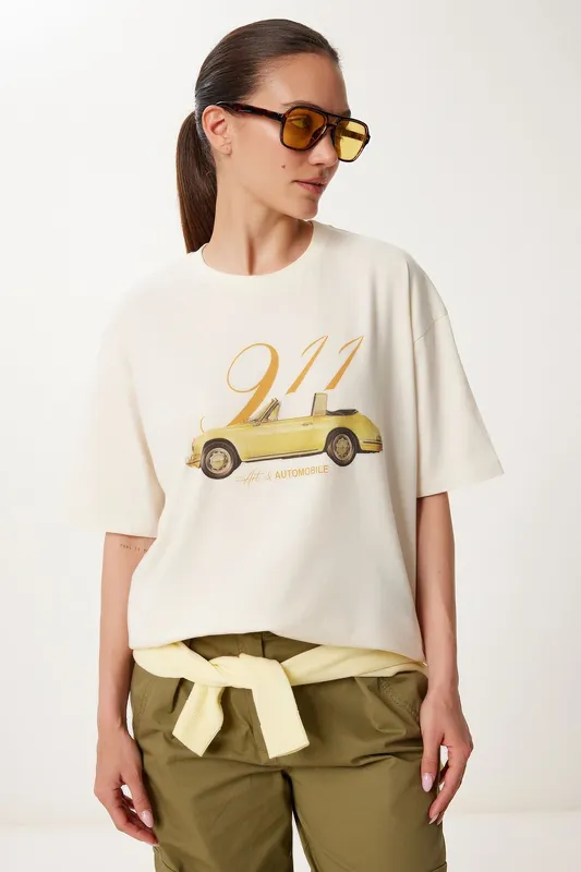 Oversized Printed Crew Neck T-Shirt