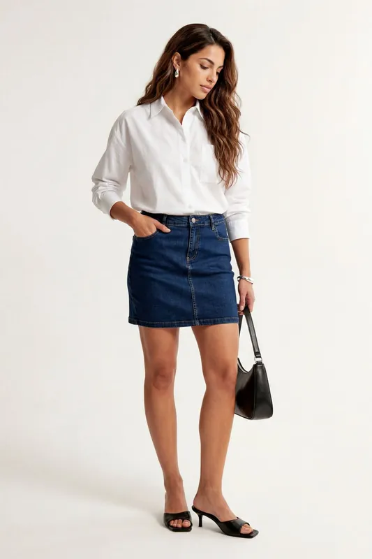 Super Stretch Mini Denim Skirt Blue - Urban Bliss