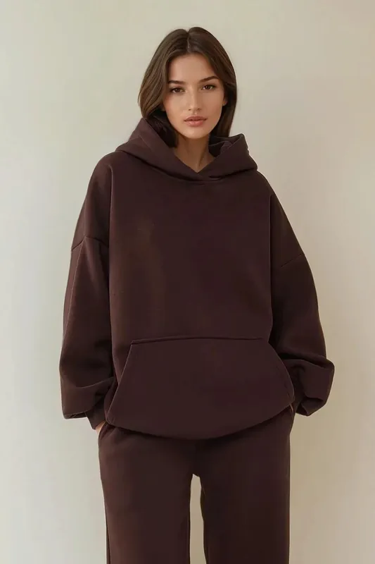 Loose Fit Hooded Oversized Sweatshirt with Kangaroo Pocket - Hiccup