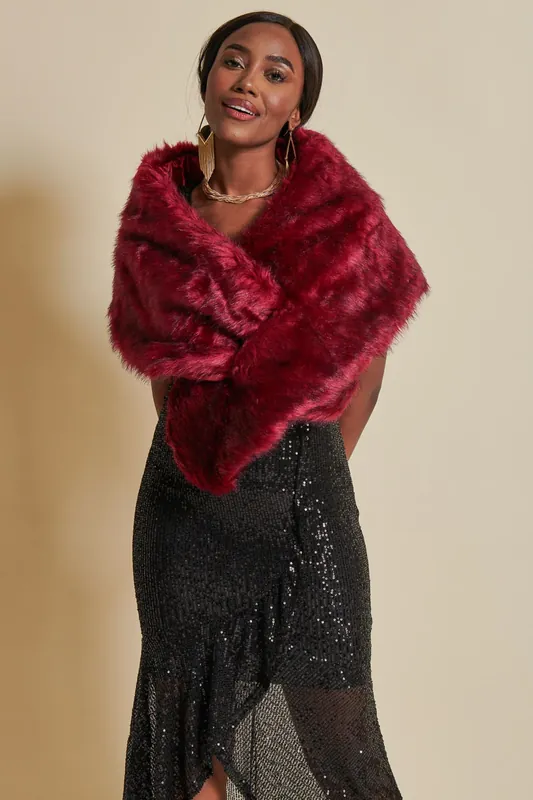 Faux Fur Wrap Cover Up - Jolie Moi