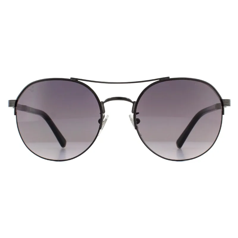 Aviator Shiny Gunmetal Smoke Gradient Sunglasses - Police