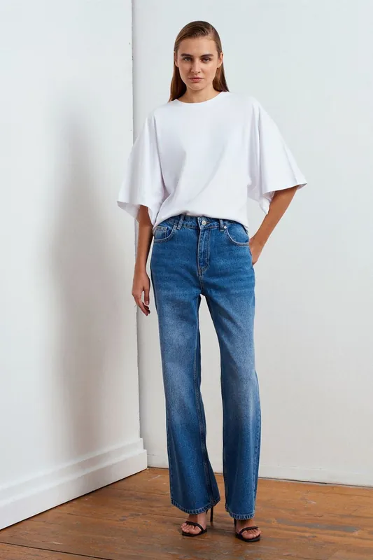 High-Waist Wide-Leg Denim Jeans