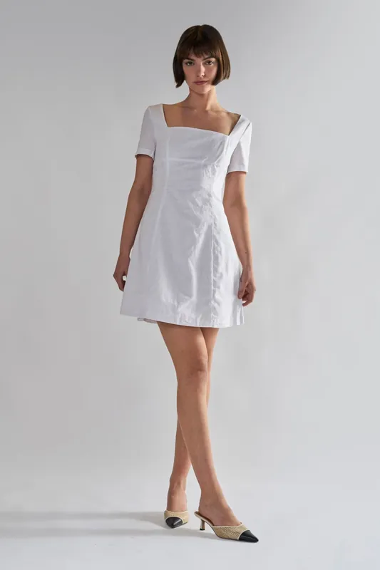 Empire Line Mini Dress with Short Sleeves - Shnoo