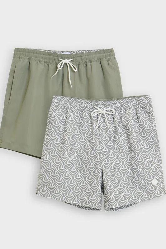 2-Pack Geo Arch Print Quick Dry Swim Shorts