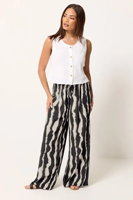 Petite Striped Wide Leg Trousers - PixieGirl