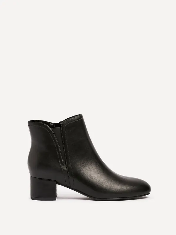 Manor Black Faux Leather Block Heeled Ankle Boot - Linzi