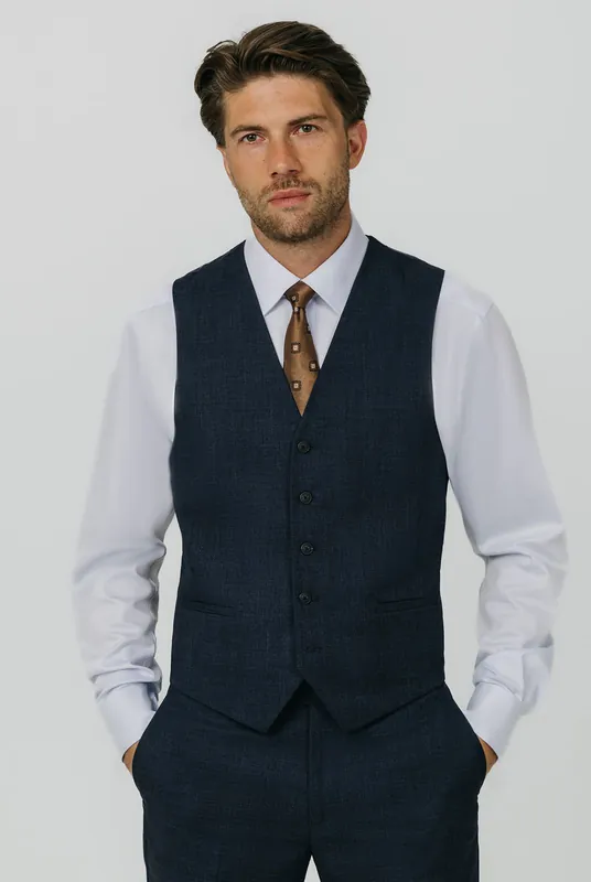 Blue Weave Waistcoat - Dobell