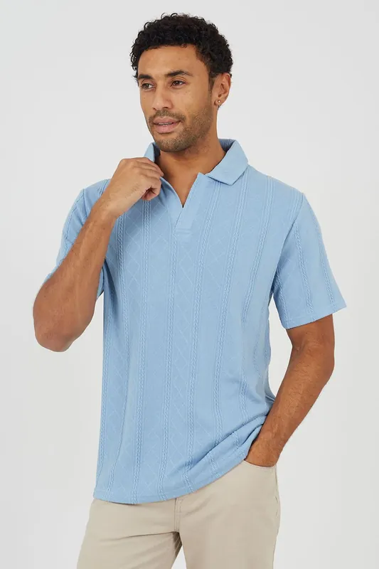 Jacquard Trophy Neck Polo Shirt - Brave Soul