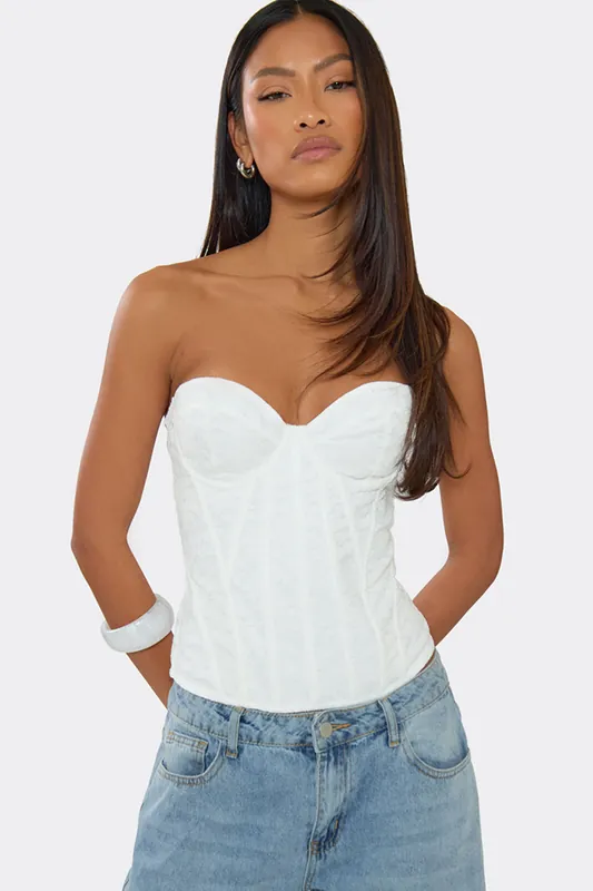 Sleeveless Lace Up Sweetheart Neckline Lace Corset Top - EGO
