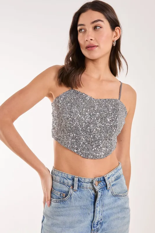 Sequin Corset Top - Pink Vanilla