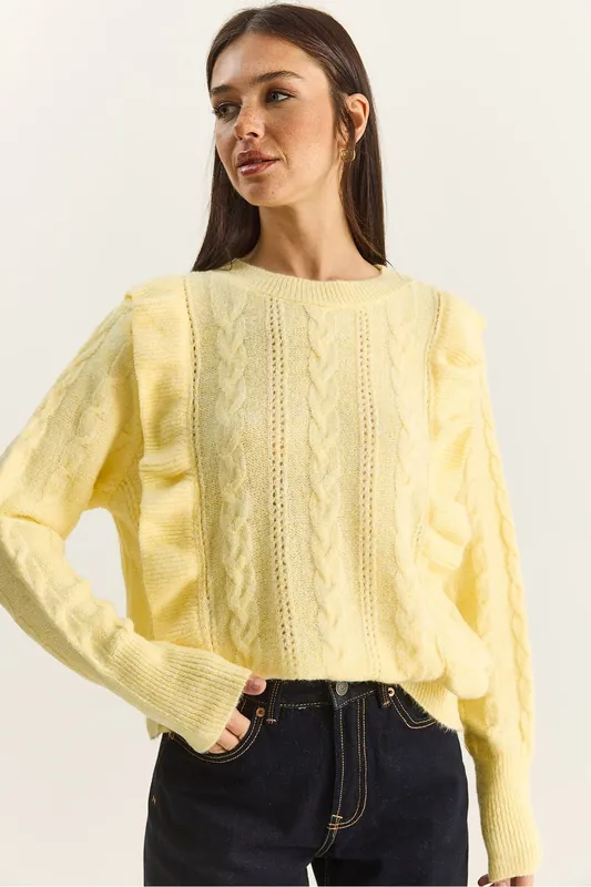 Textured Crew Neck Sweater - Bianco Lucci