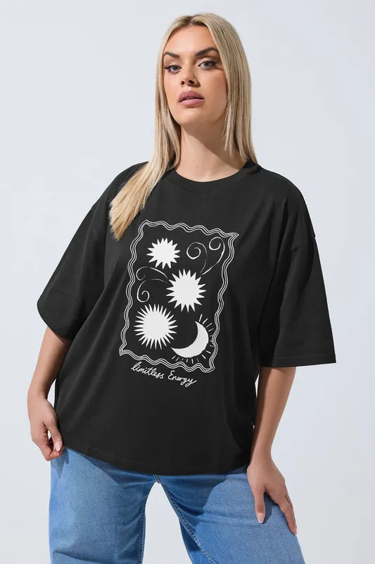 Embroidered Sun Graphic T-Shirt