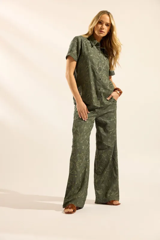 Tall Embroidered Wide Leg Trousers - Long Tall Sally