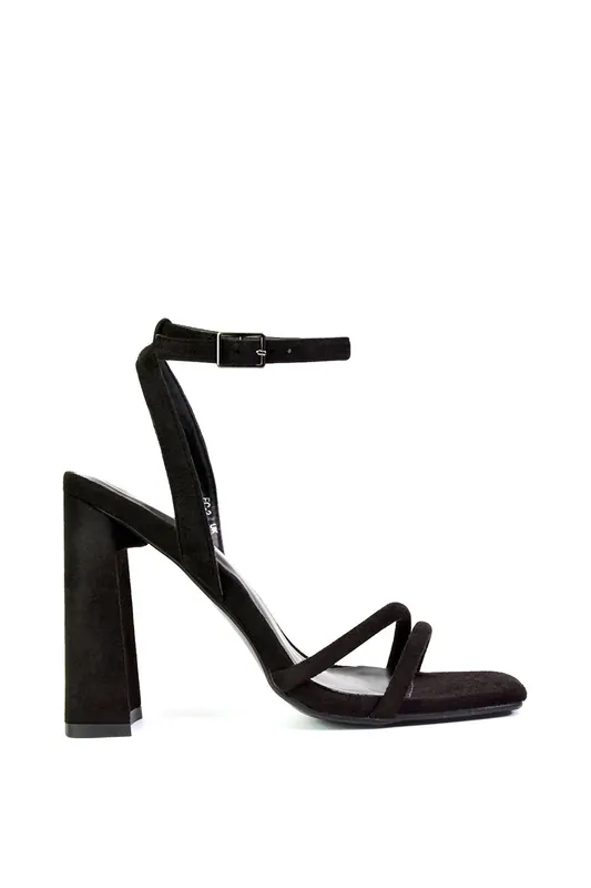 Sorbet' Square Toe Strappy Block High Heel Sandals - XY London