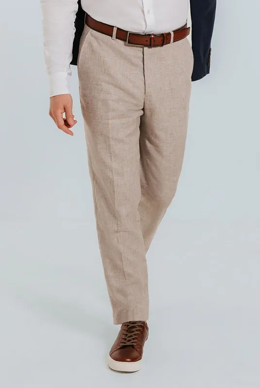 Sand Linen Suit Trousers - Dobell