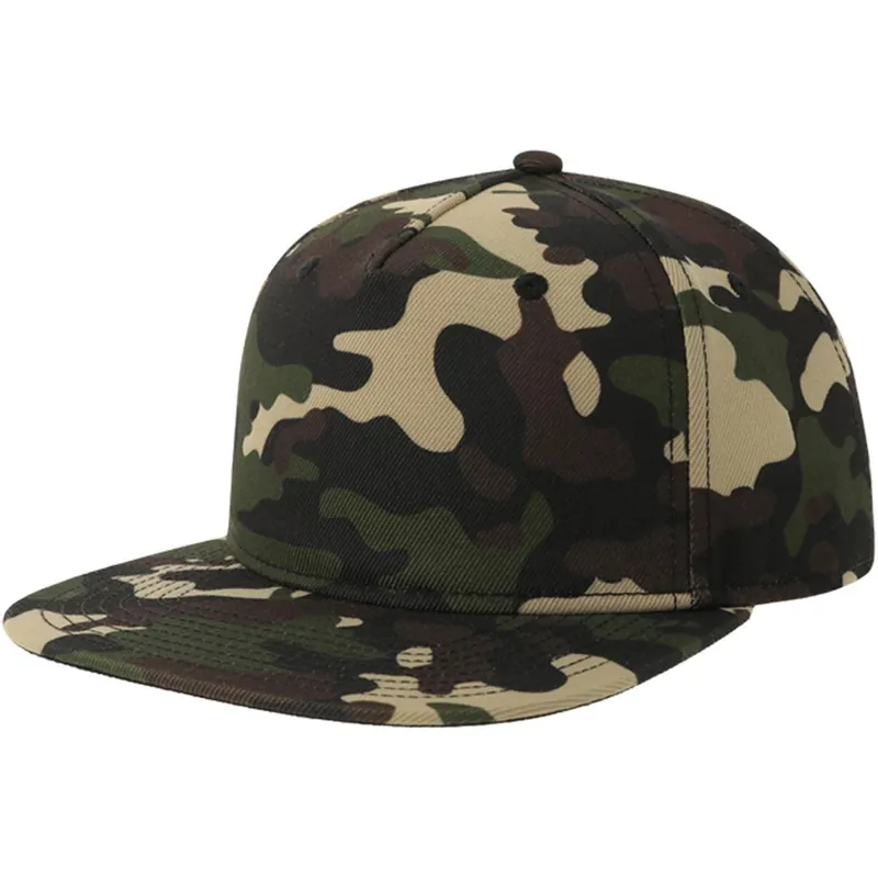 Camo 5 Panel Snapback Cap - Atlantis