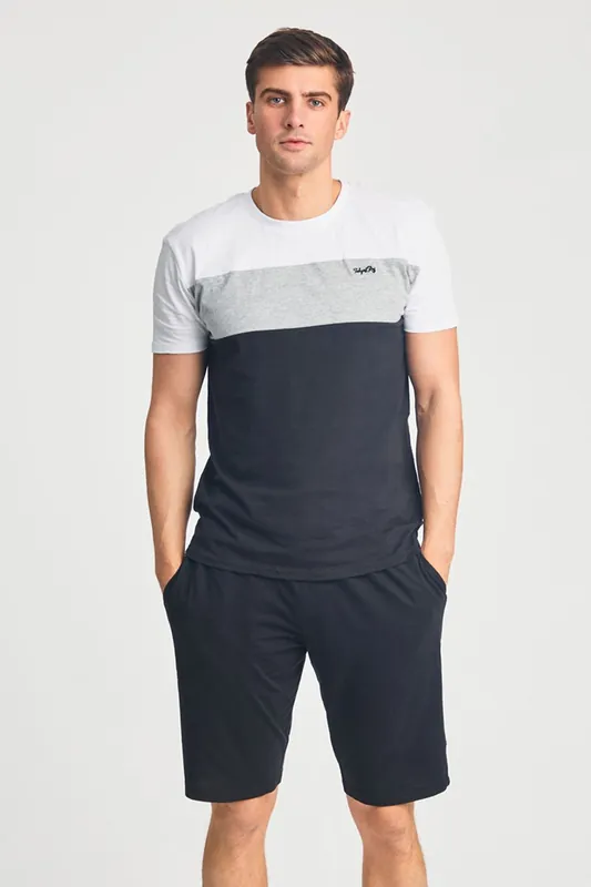 Cotton 2-Piece Short Sleeve Top and Jersey Shorts Pyjama Set