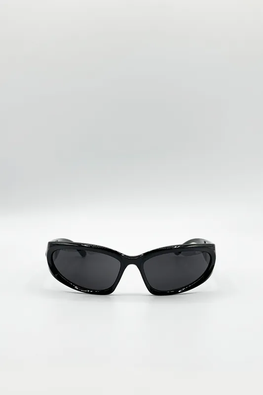 Racer Style Sunglasses with Black Lenses - SVNX