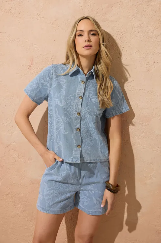Tall Premium Jacquard Denim Shirt - Long Tall Sally