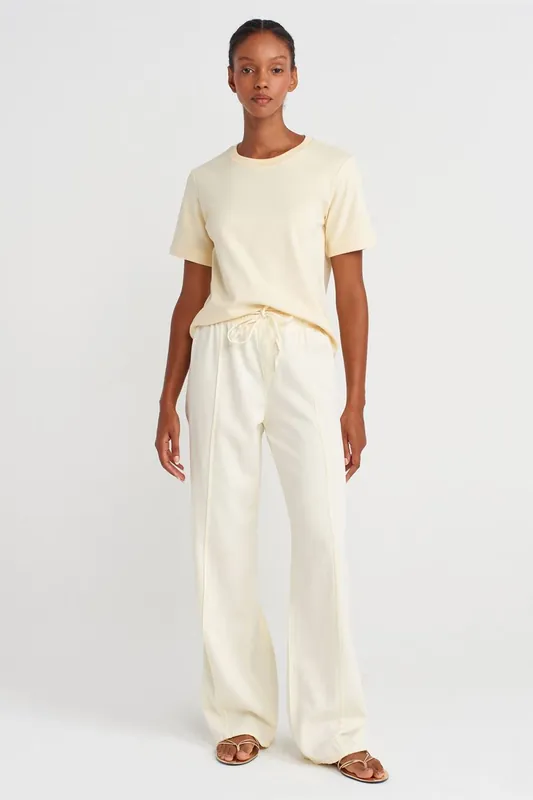 High-Waist Wide-Leg Trousers With Tie Waist