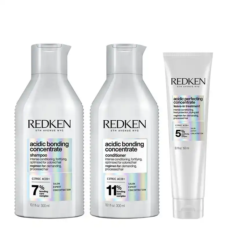 Redken Acidic Bonding Concentrate Shampoo, Conditioner and Leave-in Treatment Set