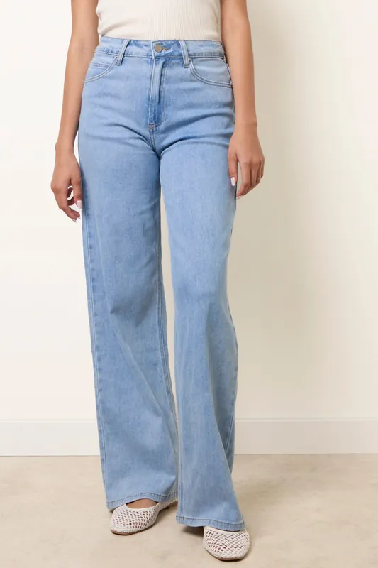 Light Blue Light Weight Stretch Flared Jeans - Blue Vanilla