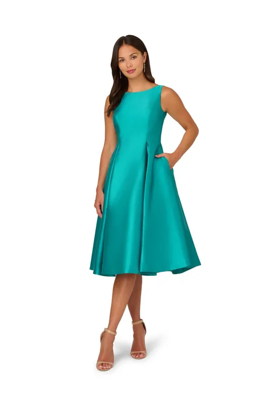Sleeveless Tea Length Dress - Adrianna Papell