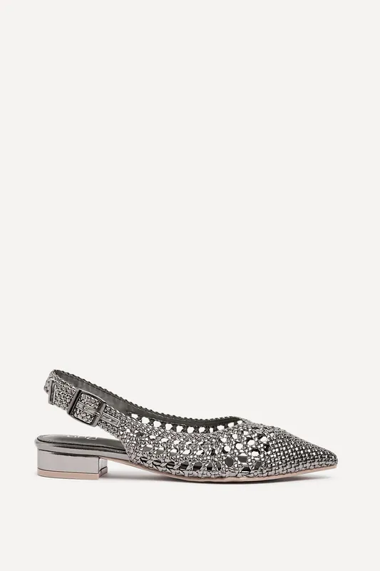 Carolina Pewter Faux Leather Ballet Flats - Linzi