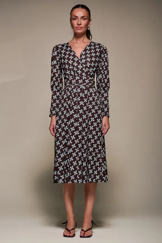 Puff Long Sleeve Jersey Midi Dress - Jolie Moi
